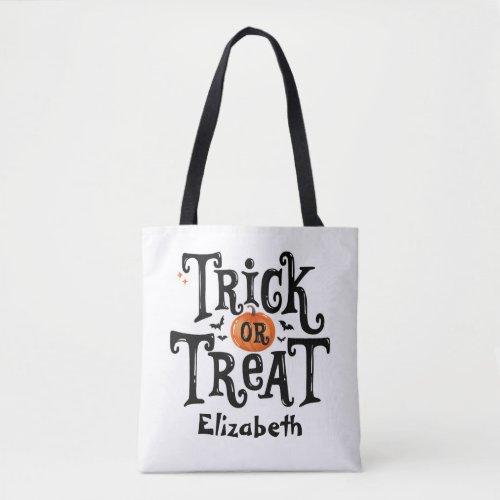 Trick or Treat Halloween Custom Name Tote Bag