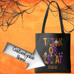 Trick or Treat Halloween Customizable Spooky Tote Bag
