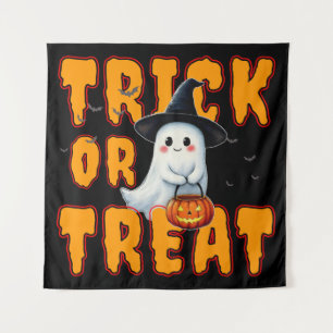 trick or treat halloween cute ghost pumpkin tapestry