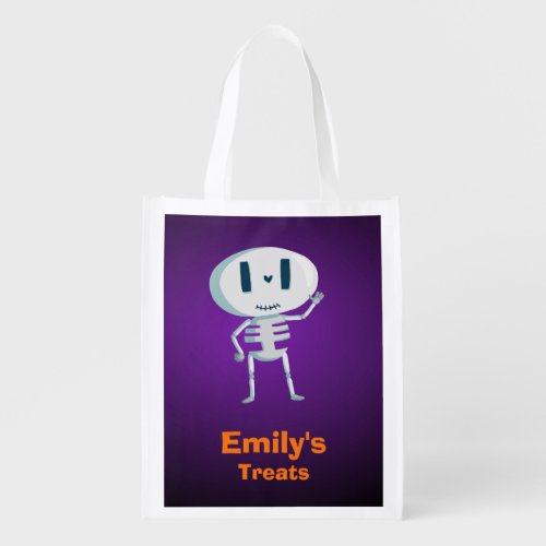 Trick or Treat Halloween Cute Skeleton Cartoon Reusable Grocery Bag