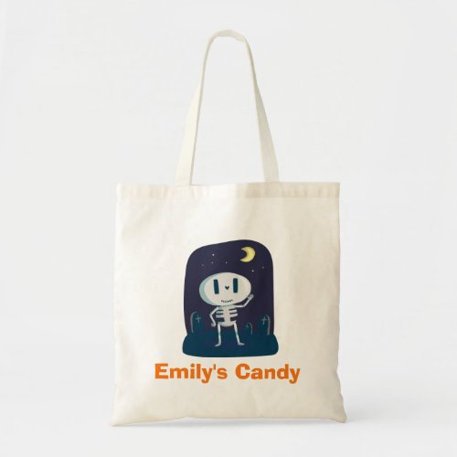 Trick or Treat Halloween Cute Skeleton Cartoon Tote Bag