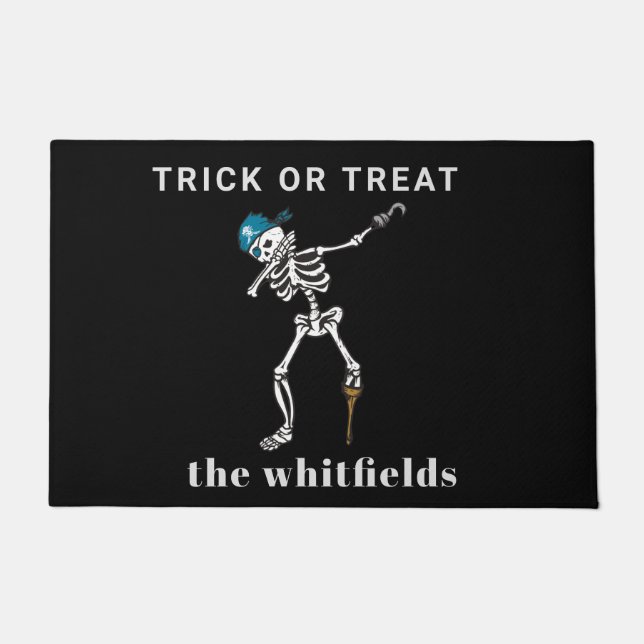 Trick or Treat Halloween Dabbing Pirate Custom Doormat (Front)