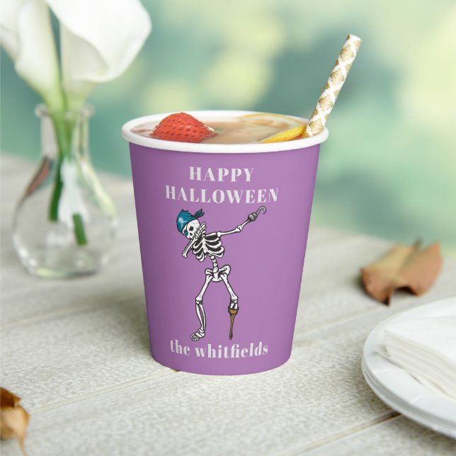 Trick or Treat Halloween Dabbing Pirate Custom Paper Cups (Insitu)