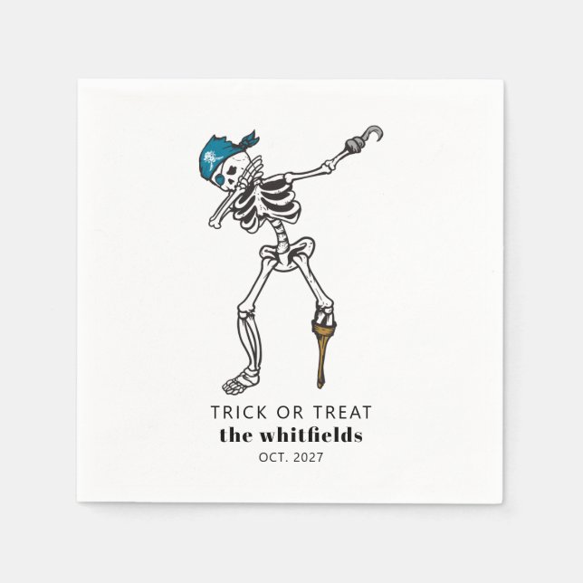 Trick or Treat Halloween Dabbing Pirate Napkins (Front)