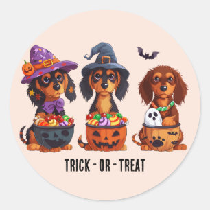 Trick Or Treat Halloween Dachshund Dogs Classic Round Sticker