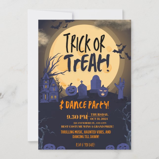 Trick or Treat Halloween Dance Party Invitation🎃 Invitation (Front)