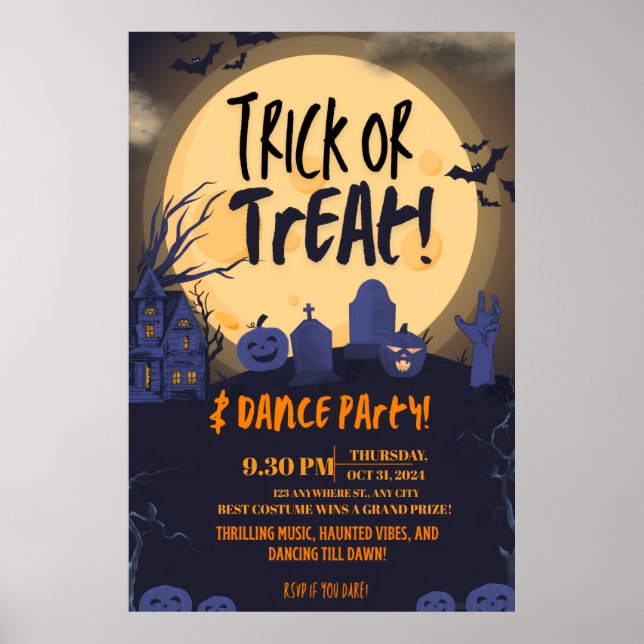 Trick or Treat Halloween Dance Party Invitation🎃 Poster (Front)