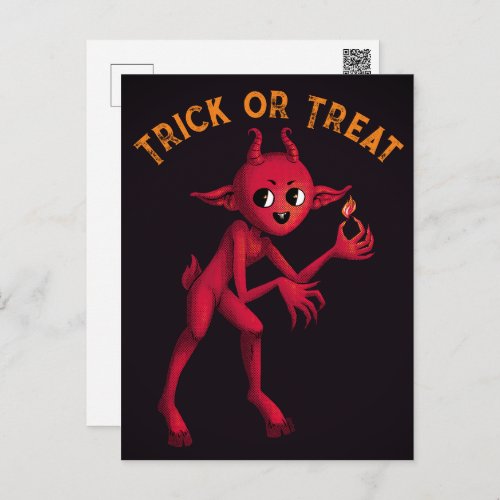 Trick or Treat Halloween Devilish Imp Postcard