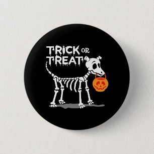 Trick Or Treat Halloween Dog Button