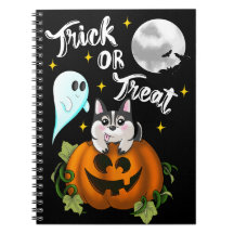 Trick or treat Halloween Dog white