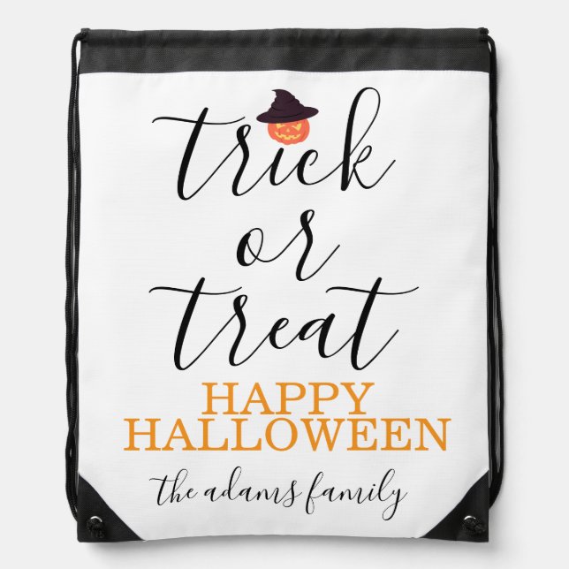 Trick or Treat Halloween Drawstring Bag – Modern  (Front)