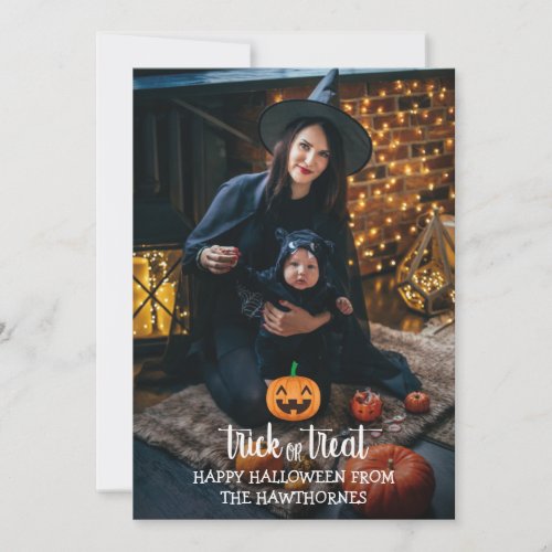 Trick or Treat Halloween elegant Family Photo Card