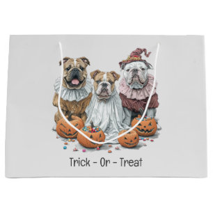 Trick Or Treat Halloween English Bulldogs Pumpkin Large Gift Bag