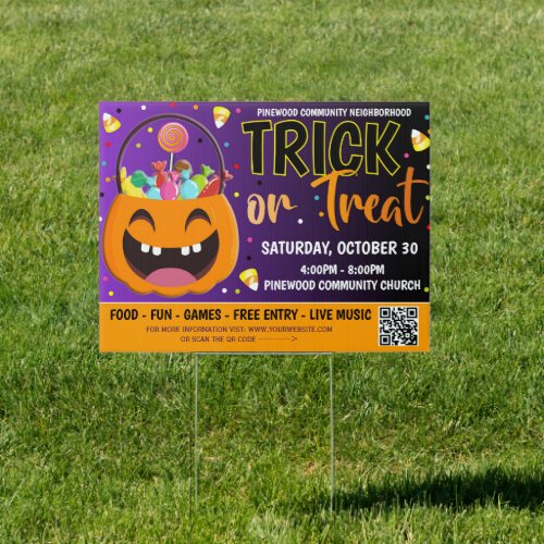 Trick or Treat Halloween Event Yard Sign
