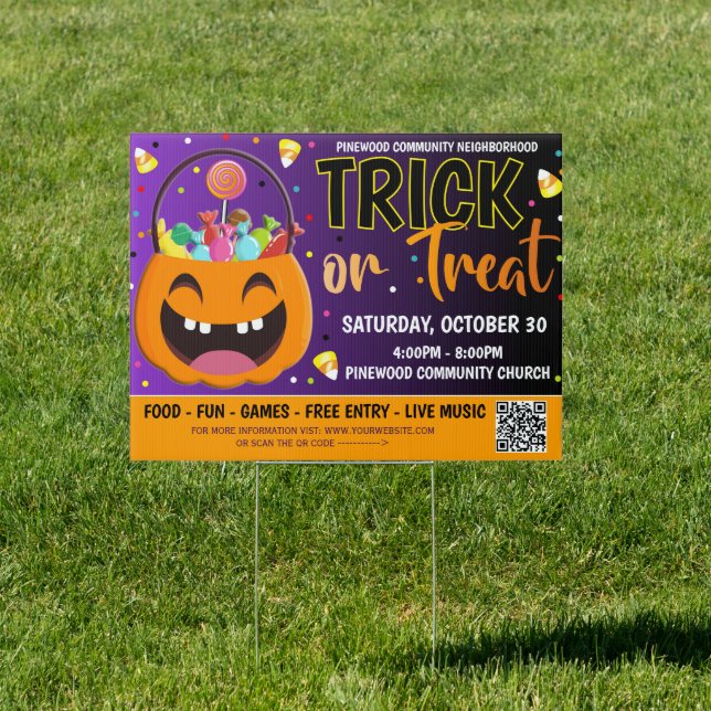 Trick or Treat Halloween Event Yard Sign (Insitu)