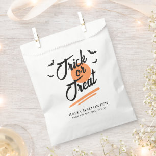 Trick or Treat Halloween Family Modern Script Favor Bag