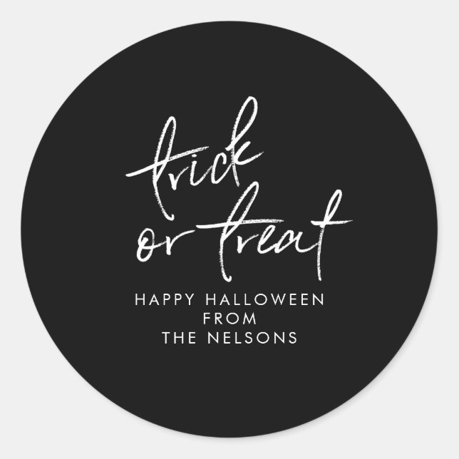 Trick or Treat Halloween Favor Treat Bag Sticker (Front)