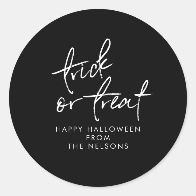 Trick or Treat Halloween Favor Treat Bag Sticker (Front)