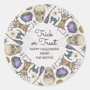 Trick or Treat Halloween Favor Treat Bag Sticker