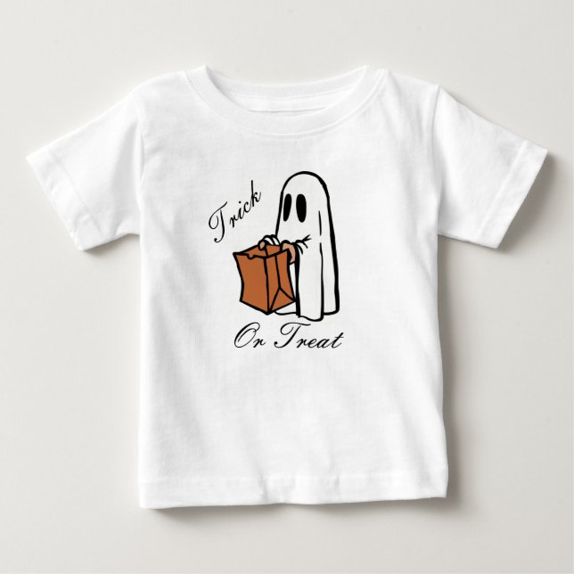 Trick Or Treat Halloween Ghost Baby T-Shirt (Front)
