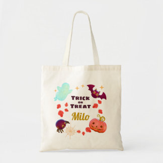 Trick or Treat Halloween Ghost Bat Personalized Tote Bag