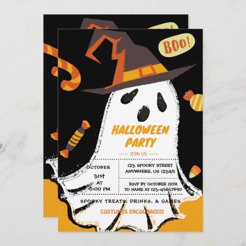 Trick or Treat Halloween Ghost Candy Invitation