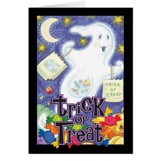 Trick Or Treat Halloween Ghost Card