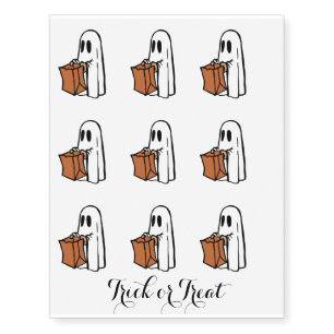 Trick or Treat Halloween Ghost Temporary Tattoo