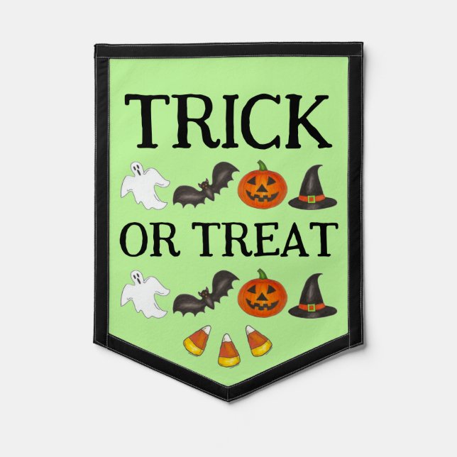 Trick or Treat Halloween Ghost Witch Pumpkin Bat Pennant (Front)