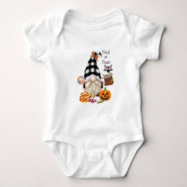 Trick or Treat Halloween Gnome Baby Bodysuit (Front)