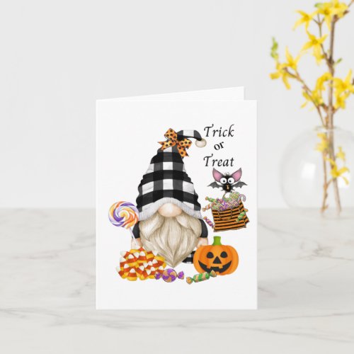 Trick or Treat Halloween Gnome Paper Card