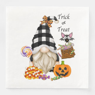 Trick or Treat Halloween Gnome Paper Dinner Napkins