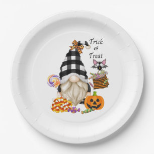 Trick or Treat Halloween Gnome Paper Plates
