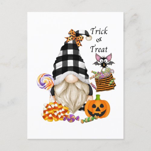 Trick or Treat Halloween Gnome Postcard
