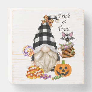 Trick or Treat Halloween Gnome Wooden Box Sign