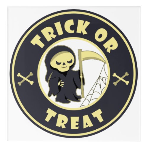 Trick or treat Halloween grim reaper character Acrylic Print