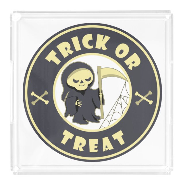 Trick or treat Halloween grim reaper character Acrylic Tray (Front)