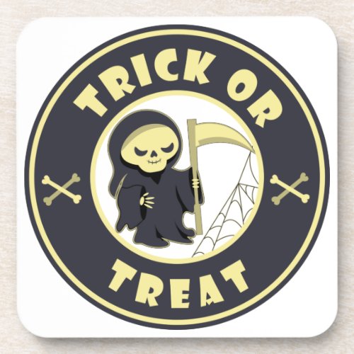Trick or treat Halloween grim reaper character Beverage Coaster