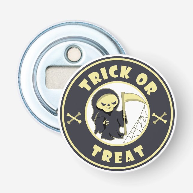 Trick or treat Halloween grim reaper character Bottle Opener (Front)