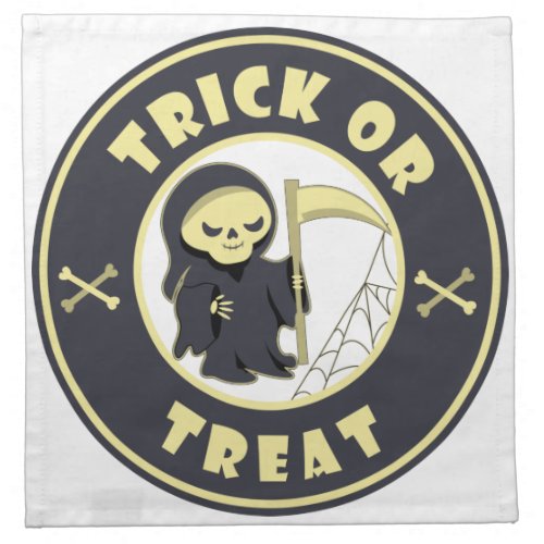Trick or treat Halloween grim reaper character Cloth Napkin