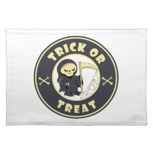 Trick or treat Halloween grim reaper character Cloth Placemat