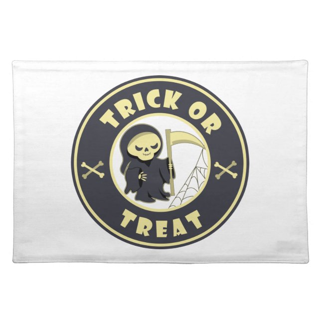 Trick or treat Halloween grim reaper character Cloth Placemat (Front)