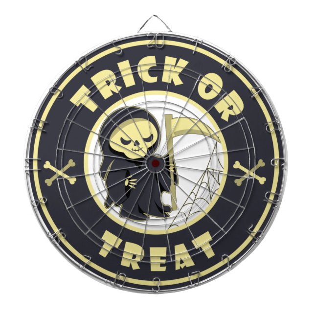Trick or treat Halloween grim reaper character Dart Board (Front)
