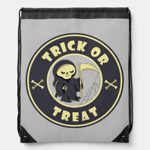 Trick or treat Halloween grim reaper character Drawstring Bag