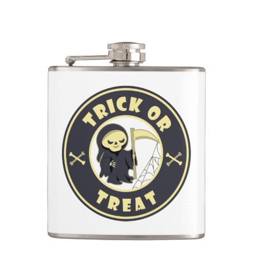 Trick or treat Halloween grim reaper character Flask