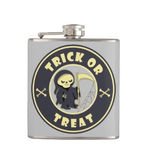 Trick or treat Halloween grim reaper character Flask