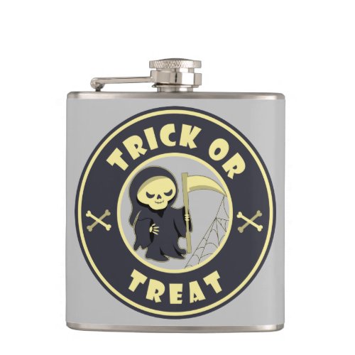 Trick or treat Halloween grim reaper character Flask