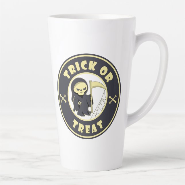 Trick or treat Halloween grim reaper character Latte Mug (Right)