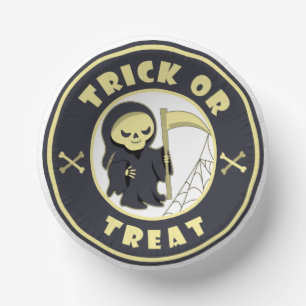 Trick or treat Halloween grim reaper character Paper Bowls