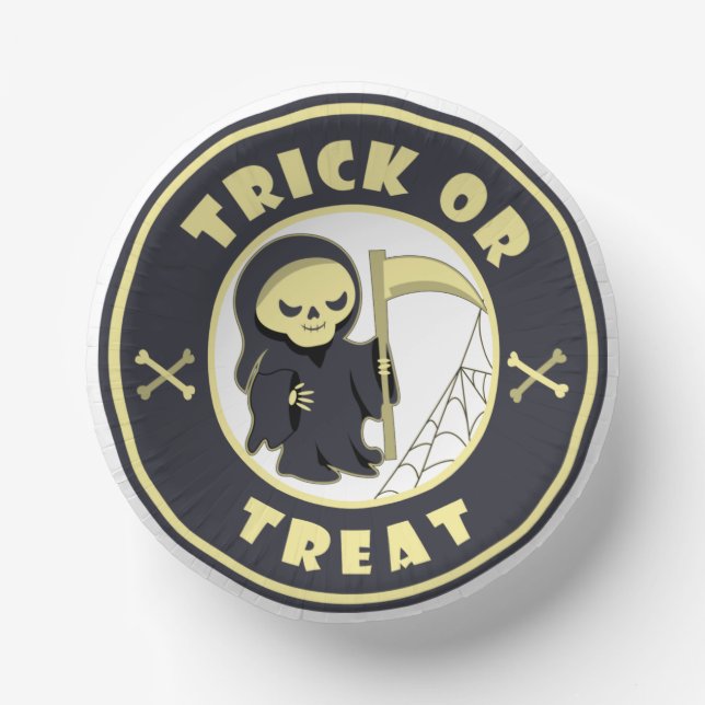 Trick or treat Halloween grim reaper character Paper Bowls (Front)